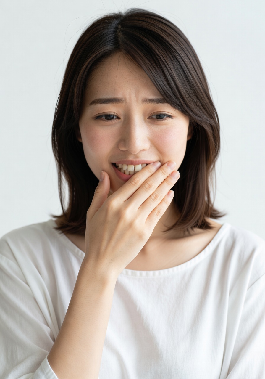 歯並びに悩む女性